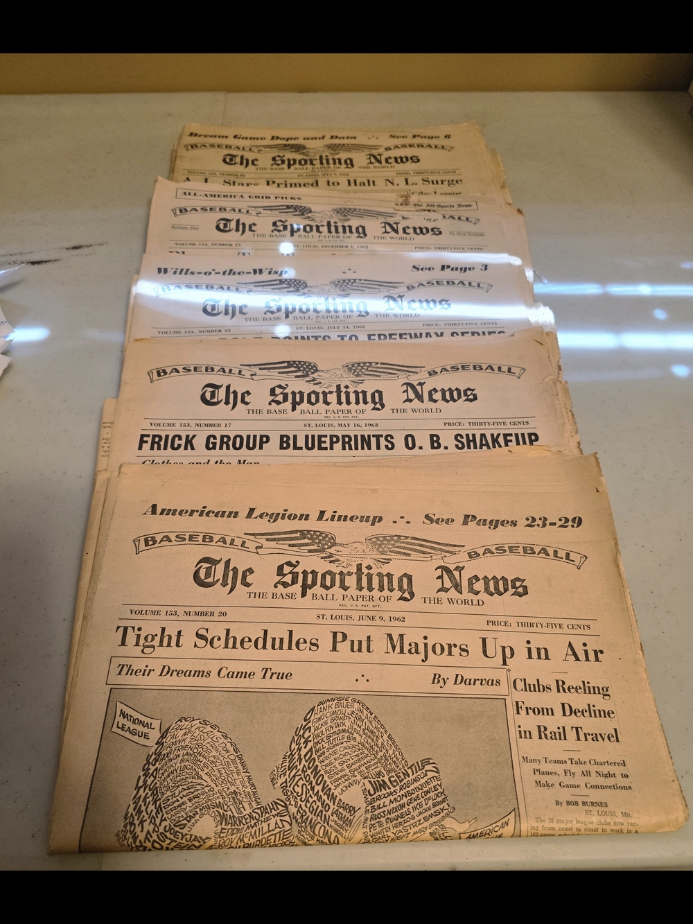 The Sporting News (Newspapers) - Bible of Baseball - Qty 5 - 1962